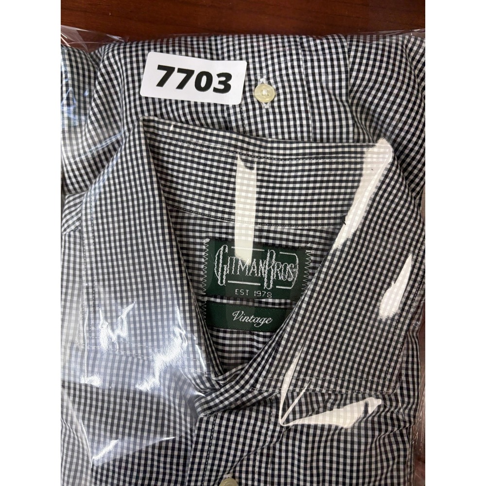 Gitman Bros Dress Shirt Mens 16.5 Black Gingham Regular Fit Long Sleeve Cotton - Picture 9 of 9